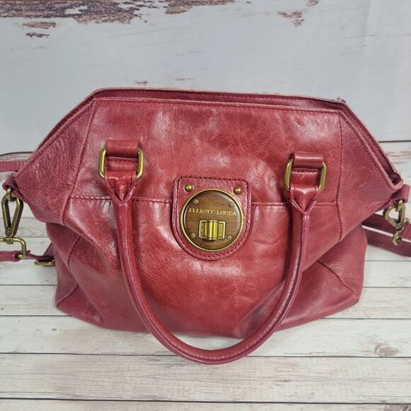 Elliot Lucca Satchel handbag purse Red leather - Picture 1 of 10